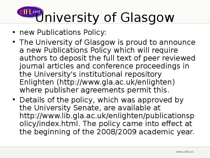 University of Glasgow new