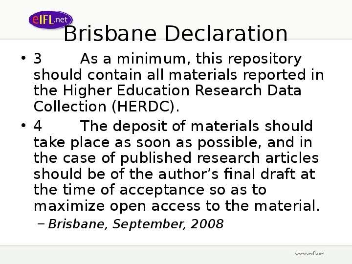 Brisbane Declaration As a