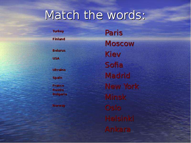 Match the words Turkey