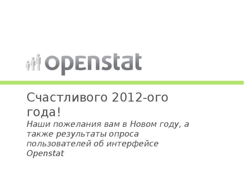 Презентация Счастливого 2012-ого года! Наши пожелания вам в Новом году, а также результаты опроса пользователей об интерфейсе Openstat. - презентация