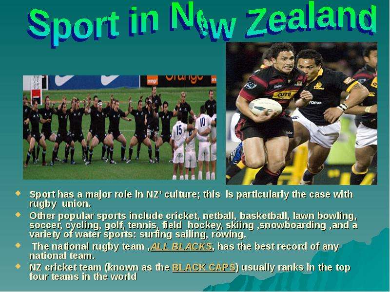 Sport has a major role in NZ