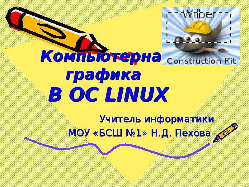 Презентация Компьютерная графика В ОС LINUX Учитель информатики МОУ «БСШ 1» Н. Д. Пехова