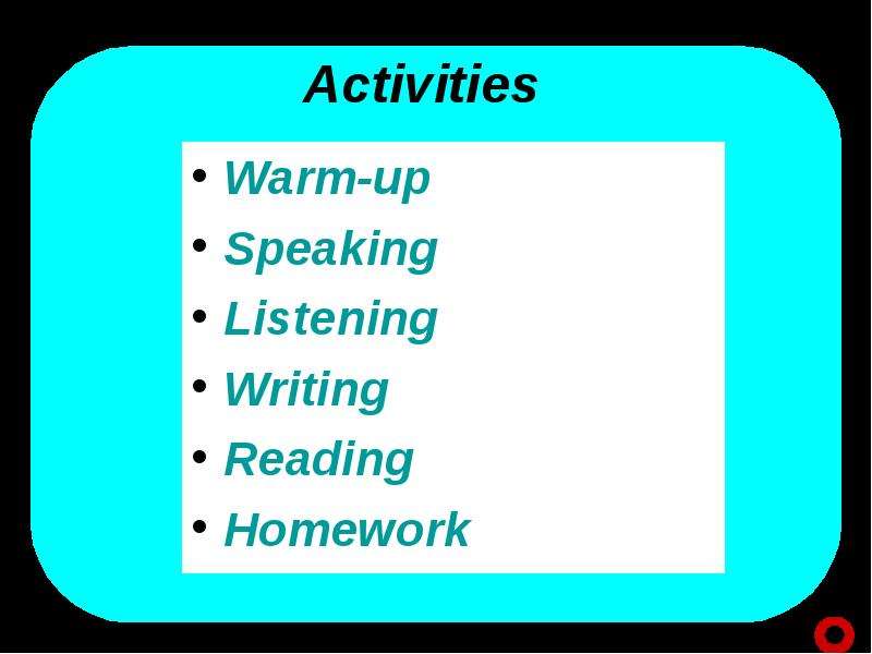 Activities Warm-up Speaking