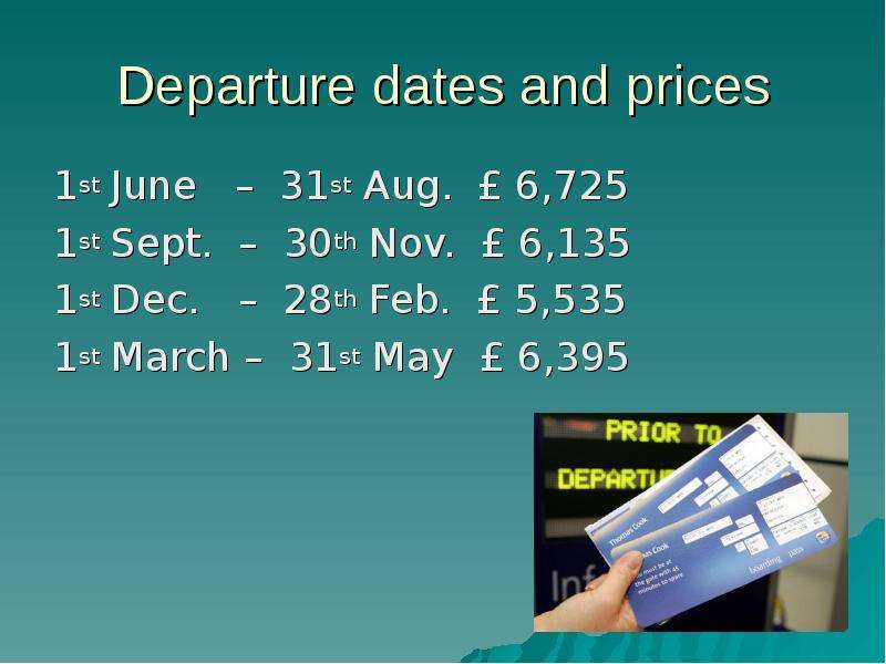 Departure dates and prices st