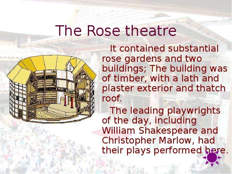 The Rose theatre It contained