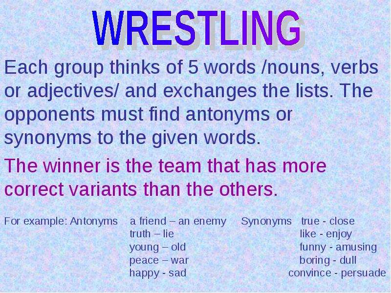 Each group thinks of words