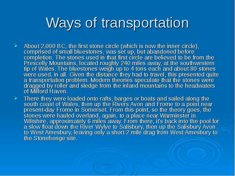 Ways of transportation About
