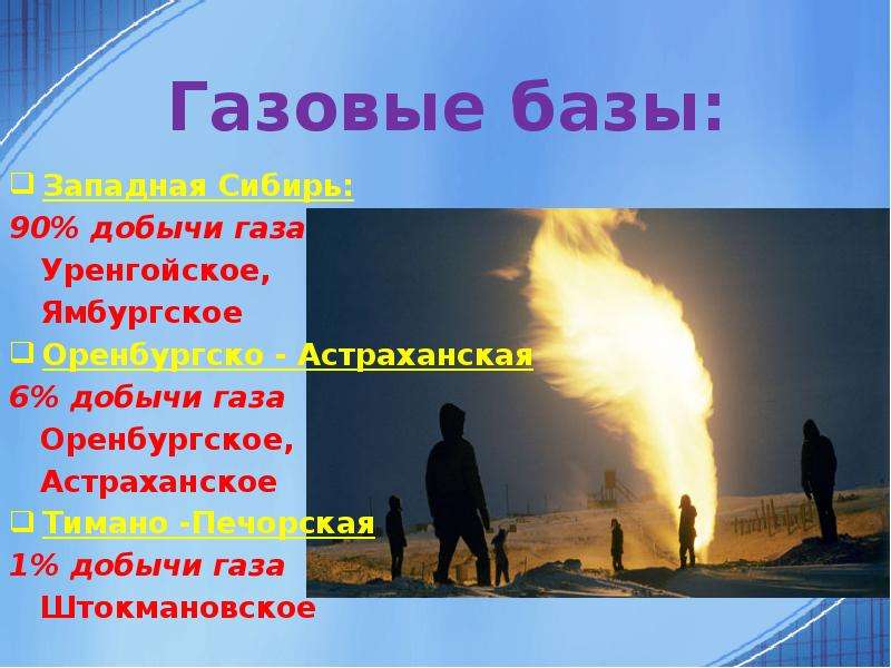 Газовые базы Западная Сибирь