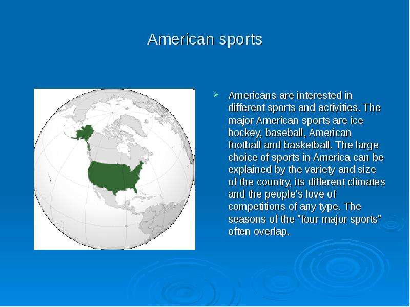 American sports Americans are