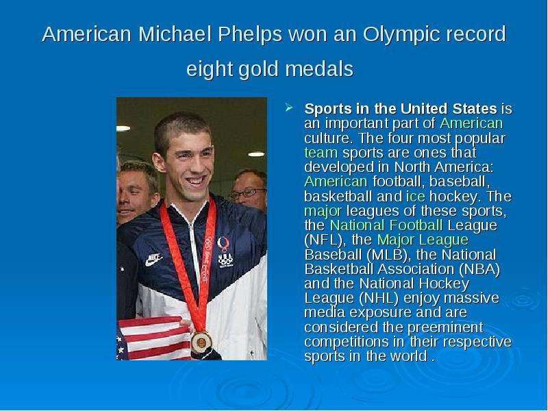 American Michael Phelps won