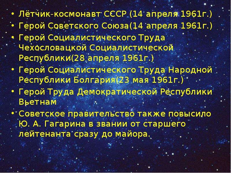 Лётчик-космонавт СССР апреля