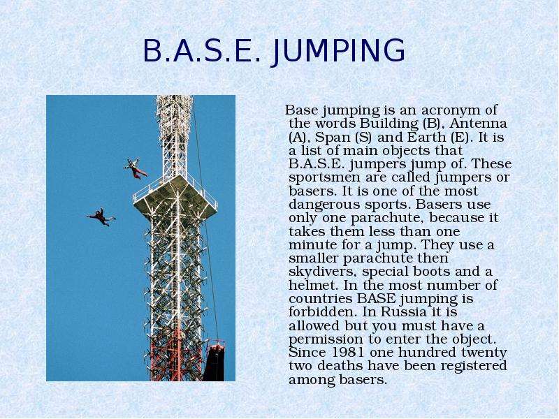 B.A.S.E. JUMPING Base jumping