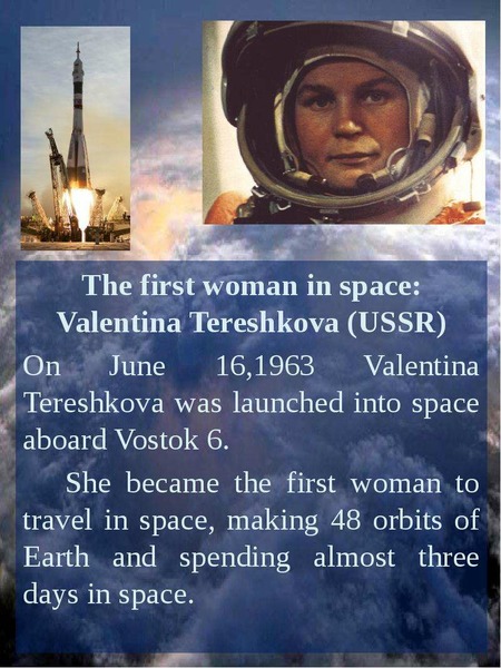 The first woman in space
