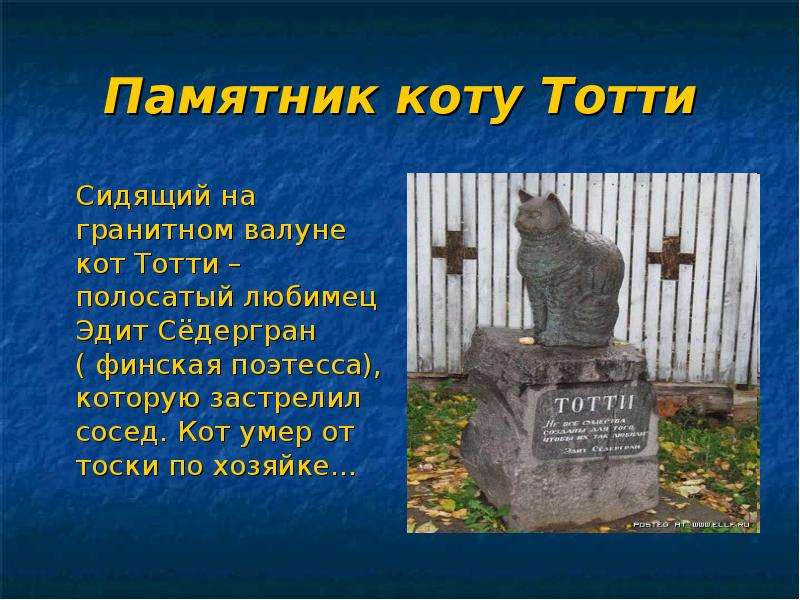 Памятник коту Тотти Сидящий