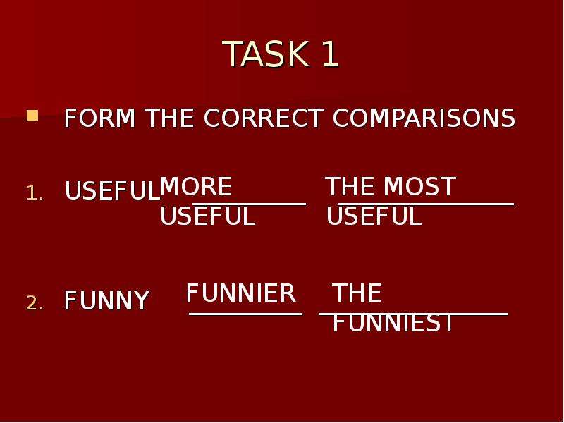 TASK FORM THE CORRECT