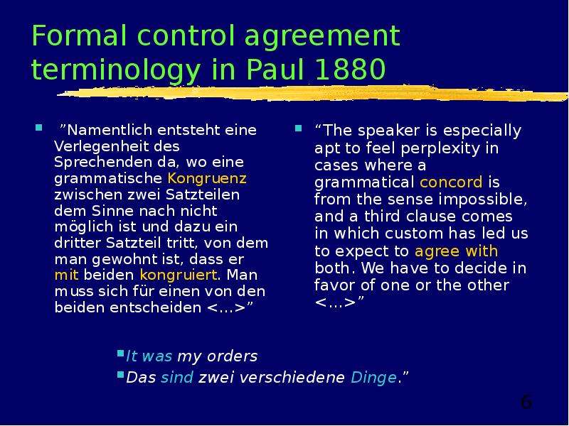 Formal control agreement