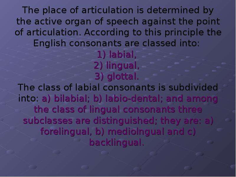 The place of articulation is