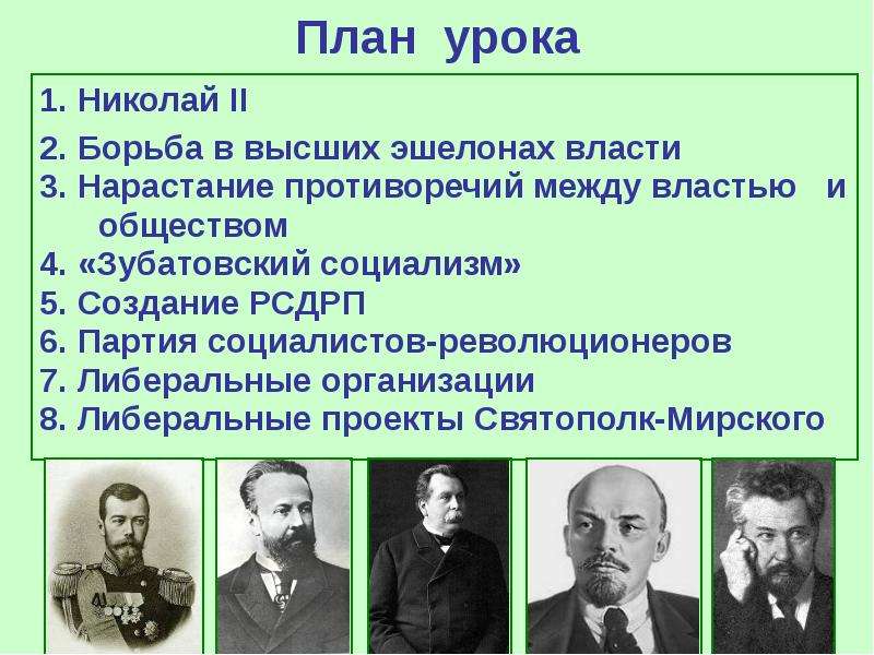 План урока . Николай II .