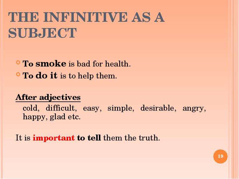 THE INFINITIVE AS A SUBJECT