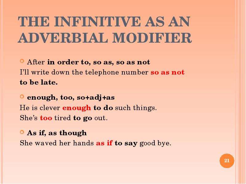 THE INFINITIVE AS AN