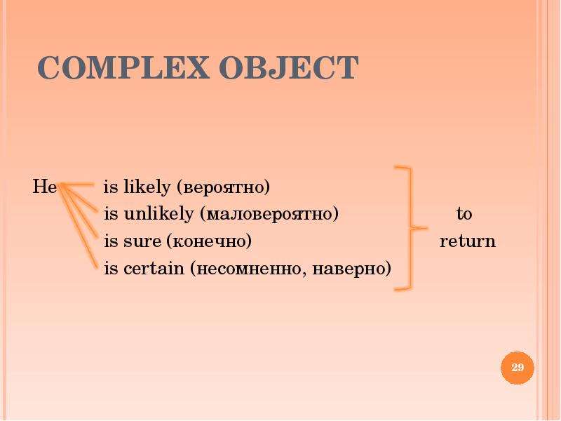 COMPLEX OBJECT He is likely