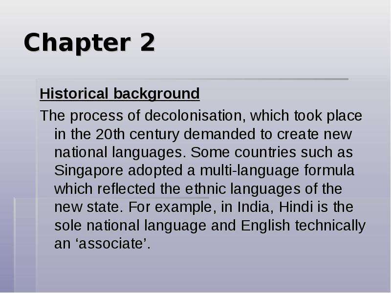 Chapter Historical background