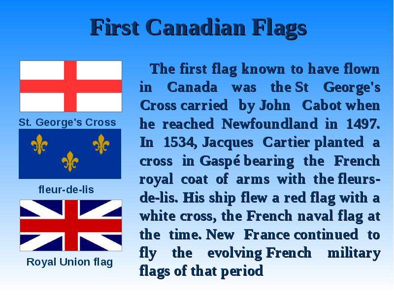 First Canadian Flags The