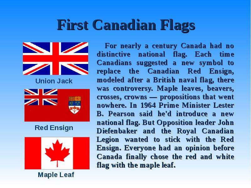 First Canadian Flags For