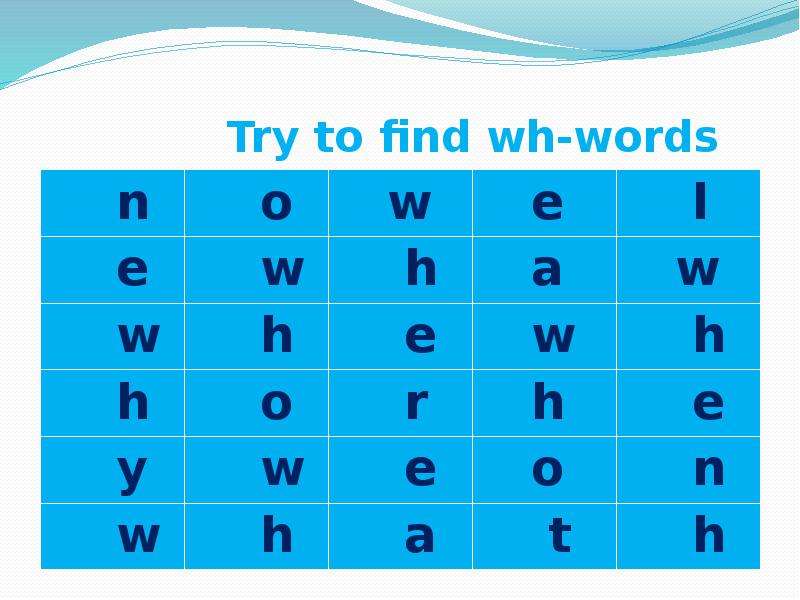 Try to find wh-words