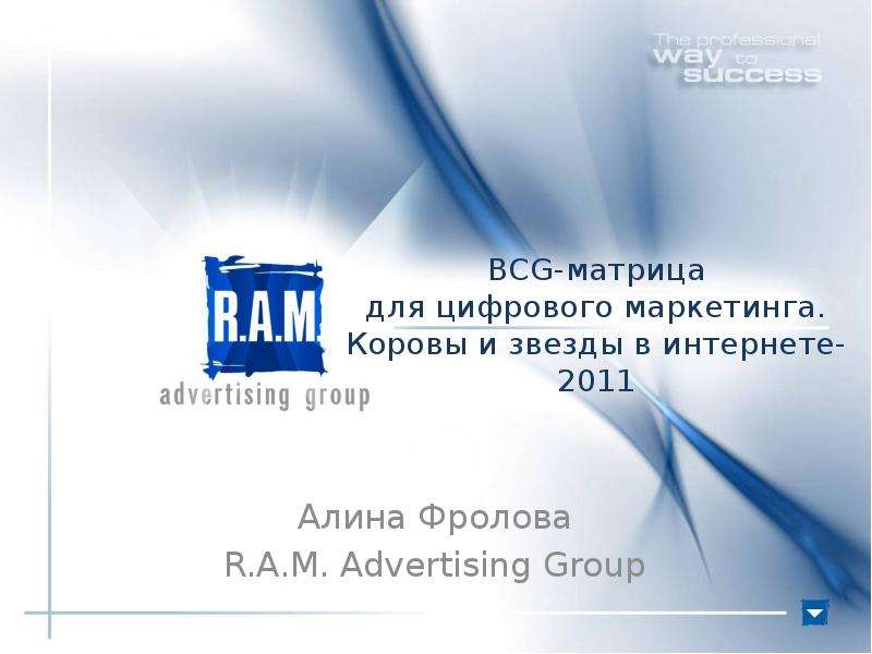 Презентация BCG-матрица для цифрового маркетинга. Коровы и звезды в интернете-2011 Алина Фролова R. A. M. Advertising Group