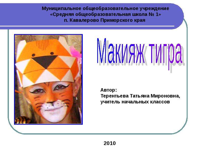 Презентация Макияж тигра - презентация для начальной школы
