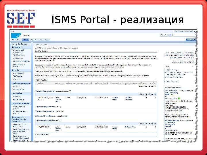 ISMS Portal - реализация