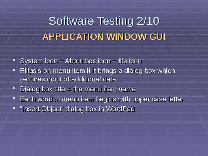 Software Testing APPLICATION