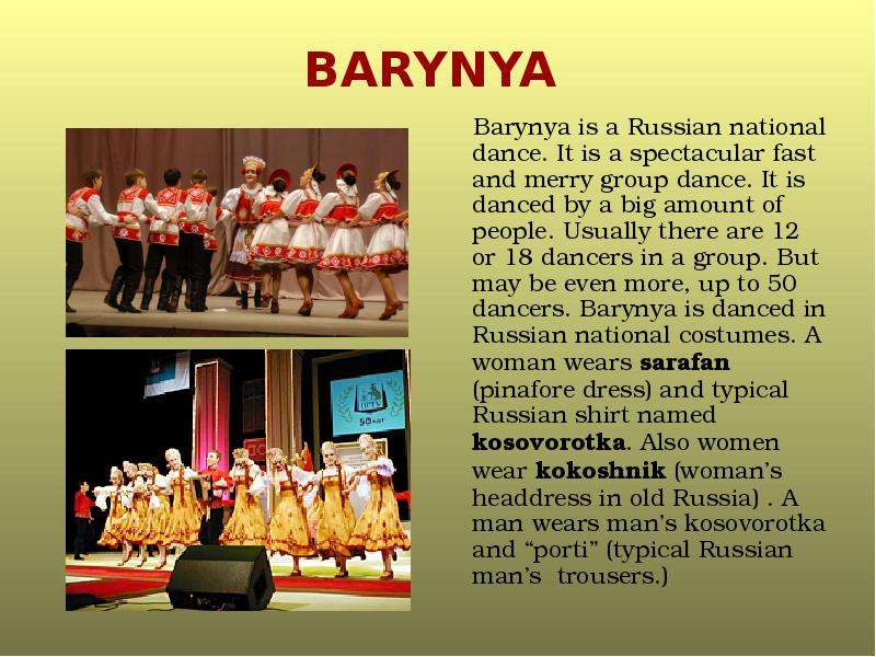 BARYNYA Barynya is a Russian