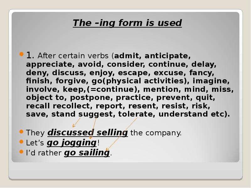 The ing form is used . After