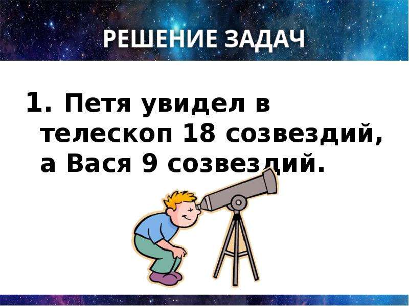 . Петя увидел в телескоп