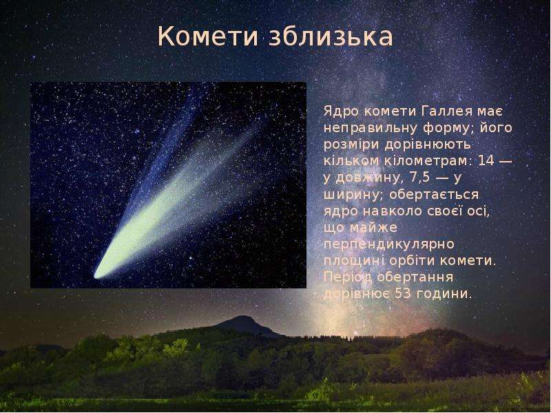Комети зблизька Ядро комети