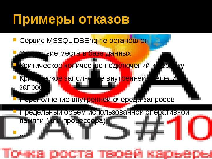 Примеры отказов Сервис MSSQL