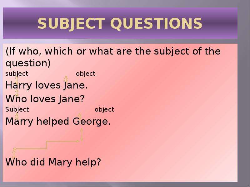 SUBJECT QUESTIONS If who,