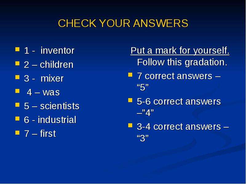 CHECK YOUR ANSWERS - inventor
