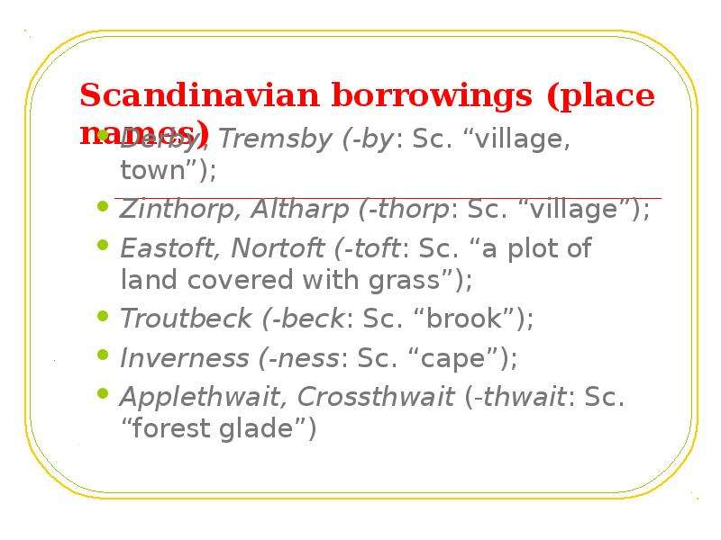 Scandinavian borrowings place