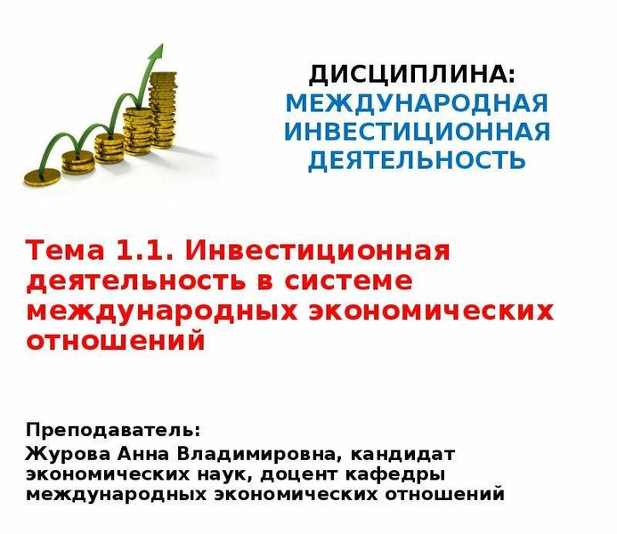 Презентация Инвестиционная деятельность в системе международных экономических отношений