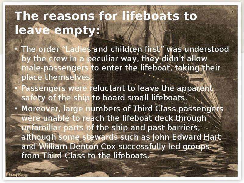 The reasons for lifeboats to