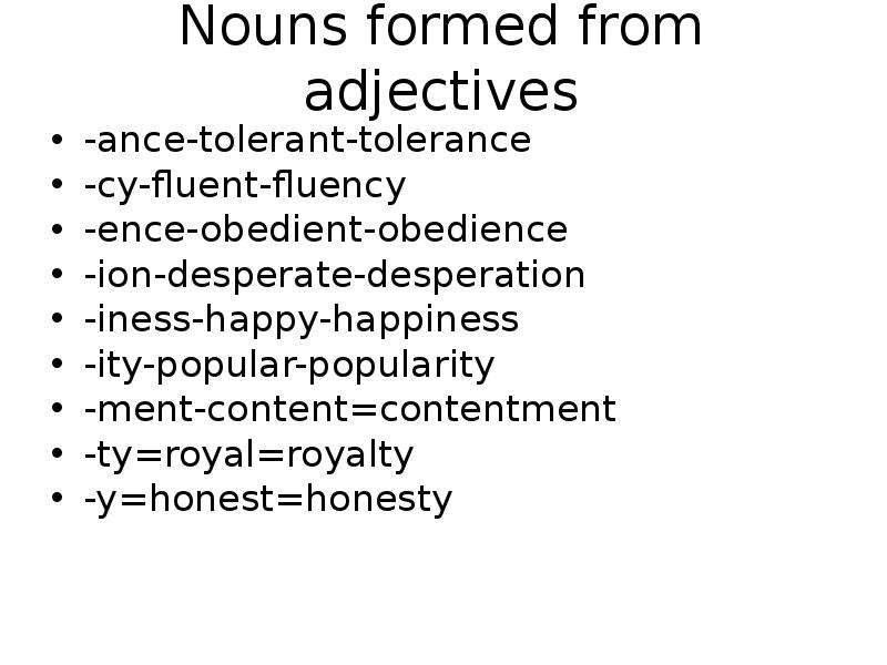 Nouns formed from adjectives