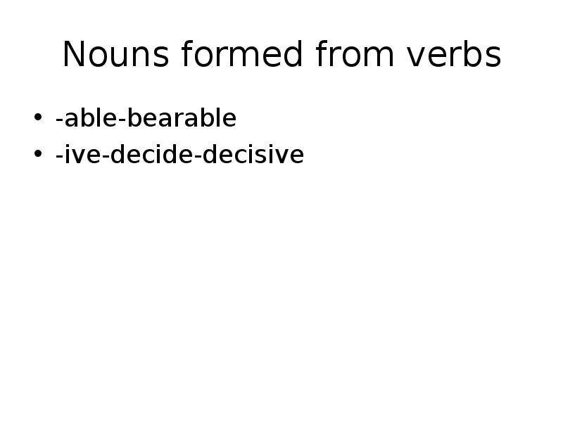 Nouns formed from verbs