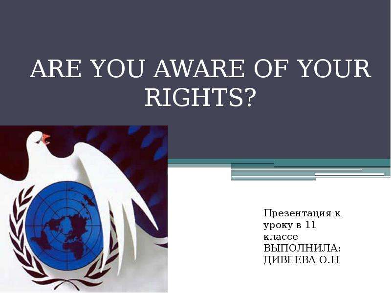 Презентация ARE YOU AWARE OF YOUR RIGHTS?