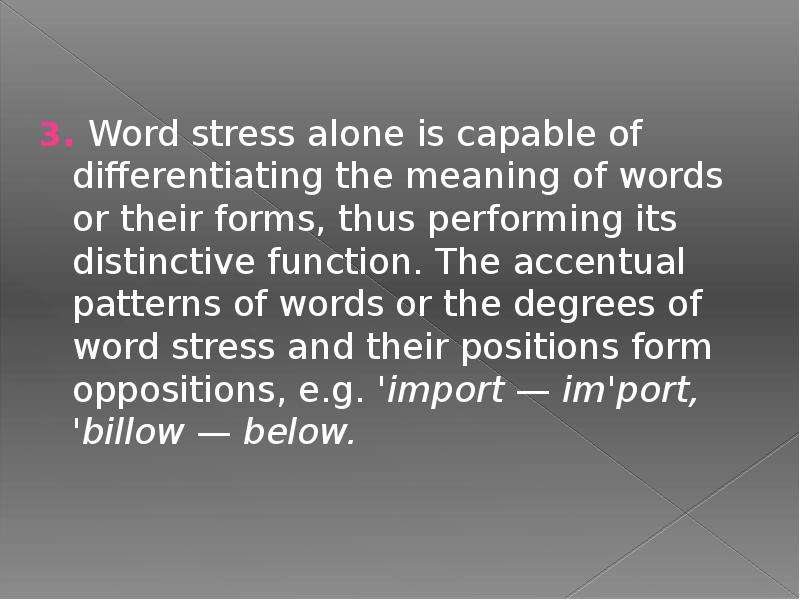 . Word stress alone is