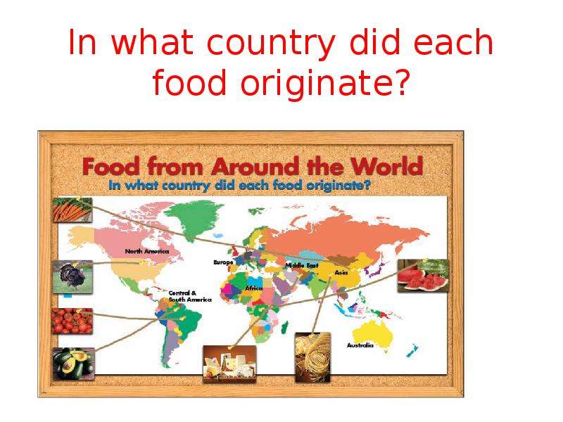 In what country did each food