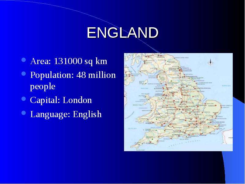 ENGLAND Area sq km Population