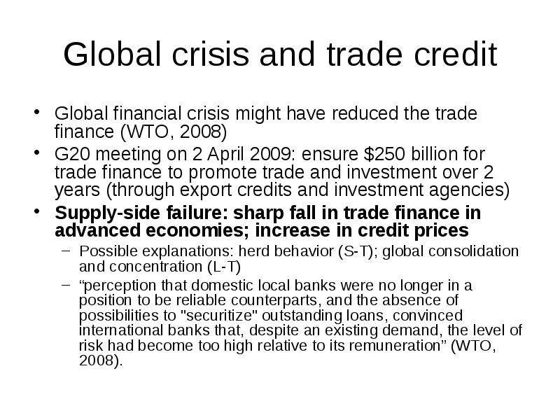 Global crisis and trade